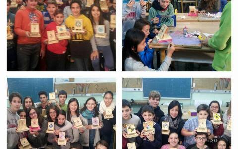 Rellotges de fusta construïts pels alumnes de 1r d’ESO al taller de tecnologia